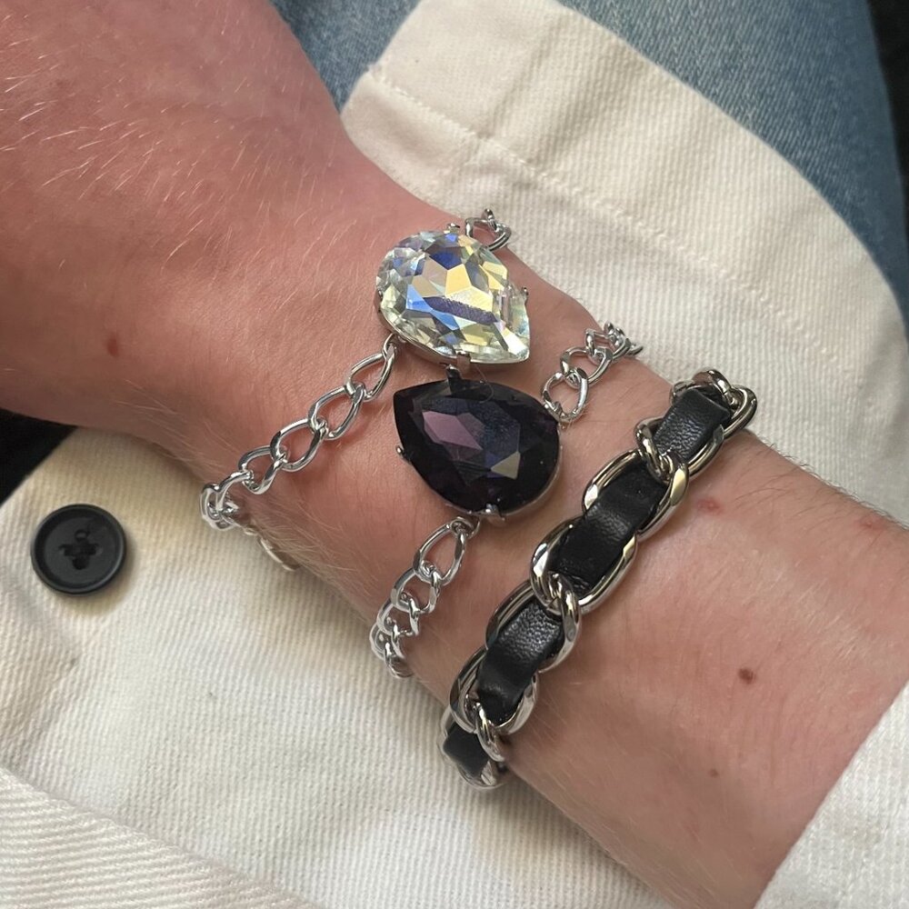 Swarovski Crystal Pear Shaped Bracelet - Hypoallergenic - Gift, Woman, Man - Picture 4 of 8